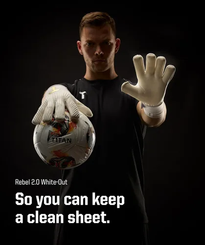 Vista 2 de T1TAN Rebel Guantes de Fútbol para Portero - Guantes de Portero de Fútbol para Portero - Adultos y Jóvenes Rebel 2.0 blanco-hacia fuera