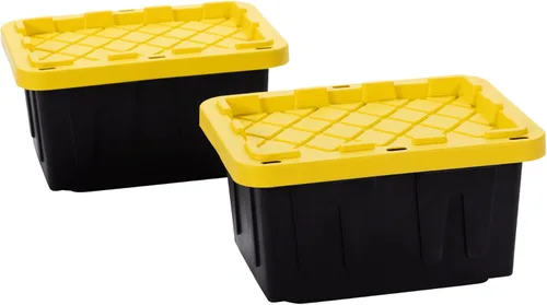 Vista 15 de Contenedor de almacenamiento de plástico de 5 galones con tapa con cerradura, apilable, resistente, de servicio regular para garaje, herramientas