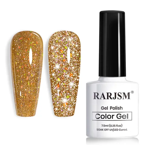 Vista 11 de RARJSM Esmalte de uñas de gel con purpurina roja reflectante holográfica, destellos de arco iris, diamantes brillantes, LED, UV, secado con lámpara