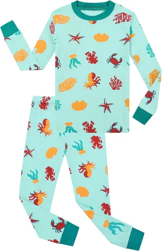 Vista 3 de Benaive Pijama para niños, pijama de algodón para niño, conjunto de pantalones de 4 piezas para niños