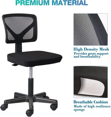 Vista 5 de AFO Silla de oficina en casa, silla de escritorio ergonómica, silla de computadora pequeña, ergonómica, ajustable, sin brazos, pequeña silla