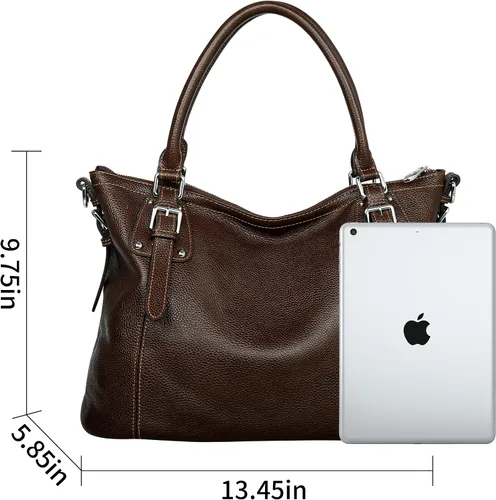 Vista 3 de HESHE - Carteras y bolsos de cuero genuino para mujer, bolso de mano, bolso de hombro, bolso de asa superior, bolso cruzado, bolso tipo morral