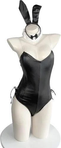 Vista 5 de mzenuop Disfraz de conejo, disfraz de anime para mujer, disfraz de Halloween para mujer, conjunto con medias