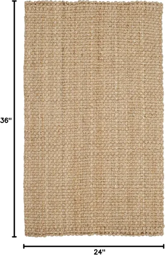 Vista 2 de SAFAVIEH Alfombra de área de 2x3 pies - Colección de fibra natural - Marrón natural, yute hecho a mano, diseño de tejido de canasta (NF401A)