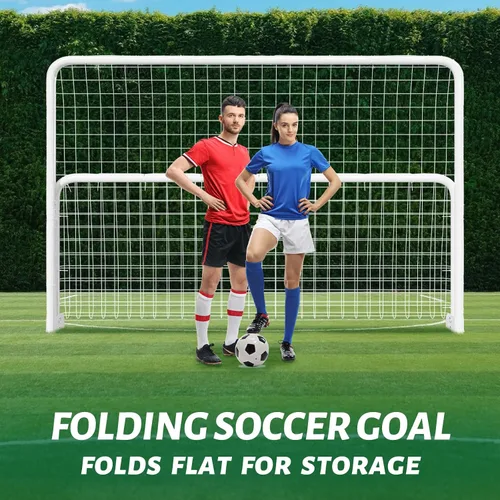 Vista 2 de NAIZEA Porterías de fútbol – 24x8/21x7/18x7/12x6/16x7/10x6/8x6/6x4 pies para patio trasero – Portería de fútbol de metal para jóvenes adultos