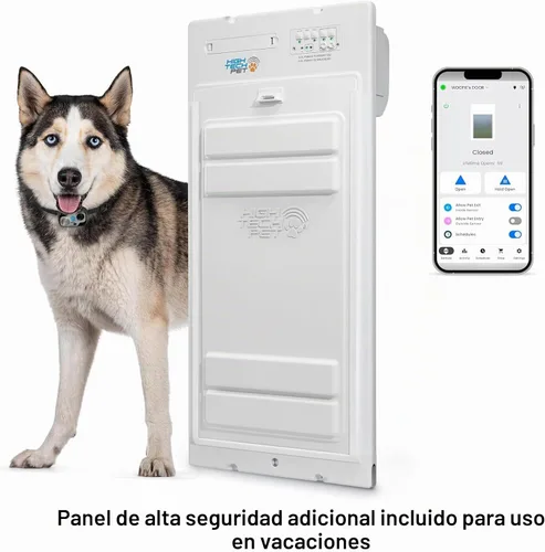 Vista 8 de Puerta enrollable automática Power Pet de la marca High Tech Pet - Panel motorizado enrollable para mascotas, control manual y de aplicación WiFi