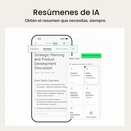Vista 4 de Grabadora de voz AI, grabadora de voz PLAUD Note con funda, control de aplicaciones, transcribir y resumir potenciado por ChatGPT, compatible con 59
