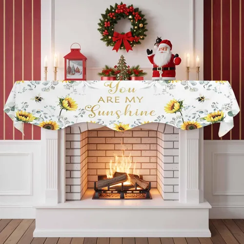 Vista 2 de Funda para bufanda de chimenea de eucalipto, girasol, mantel superior, bufanda para Navidad, Halloween, Acción de Gracias, otoño, decoración