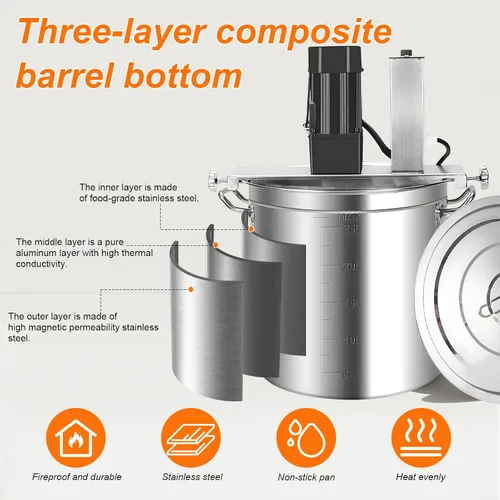 Vista 3 de Mezclador automático comercial de alimentos de 25 L, acero inoxidable, raspador de 4 cuchillas, control de velocidad ajustable, para uso industrial