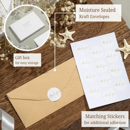 Vista 5 de Elegante juego de tarjetas de dinero estilo cinta con sobres, 20 tarjetas con lámina dorada, 20 sobres, 24 calcomanías de sellado, versátiles