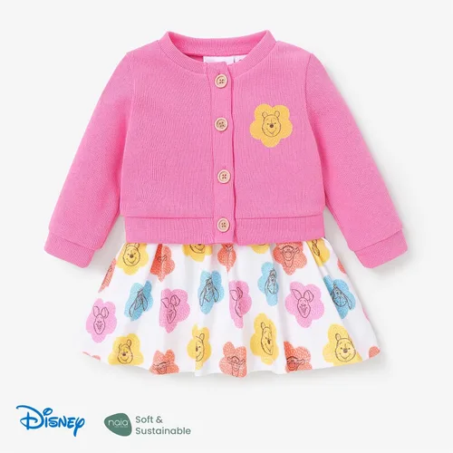 Vista 2 de Disney Vestido de bebé para niñas, 2 piezas, sin mangas, conjunto de cárdigan de manga larga de 3 a 24 meses
