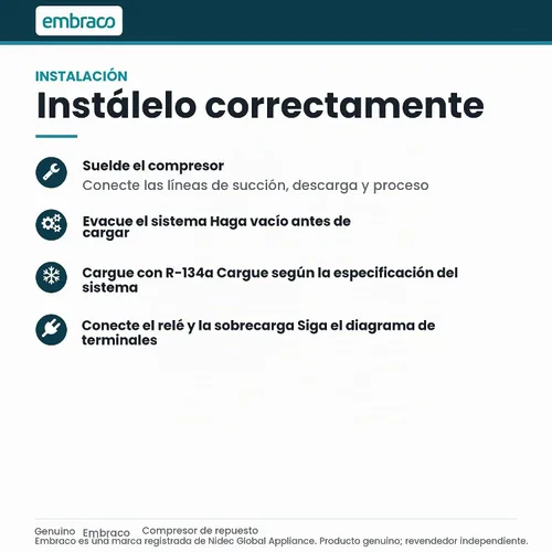 Vista 5 de EMBRACO Compresor de refrigeración FFI10HBX1 R-134A 1/3 HP