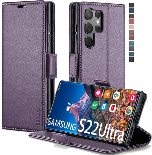 Vista 10 de Funda tipo cartera para Samsung Galaxy S22 5G con bloqueo RFID, color negro