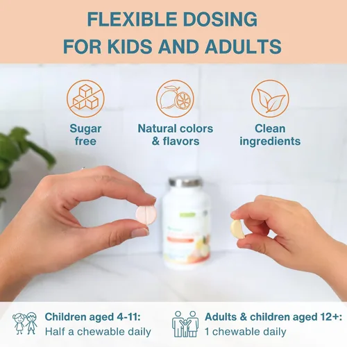 Vista 4 de Igennus Vitamina C masticable 250-500mg suave y tamponada para niños y adultos