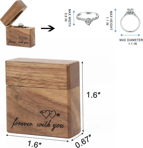 Vista 4 de Cajas de anillos de compromiso para propuesta de anillo de compromiso para propuesta de anillo de compromiso, caja de portador de anillos "Forever