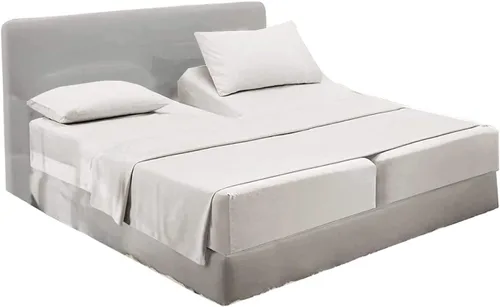 Vista 44 de Juego de sábanas divididas tamaño Queen para cama ajustable, juego de sábanas divididas de 5 piezas para cama Queen dividida de 600 hilos, 100%