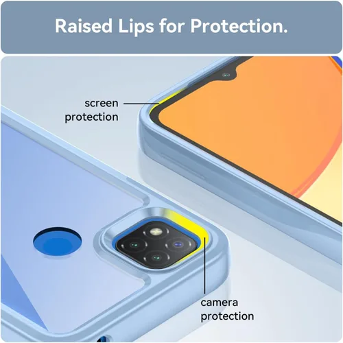 Vista 2 de Funda transparente para Xiaomi Redmi 9C/Redmi 10A/Redmi 9C NFC/Redmi 9 Activ con protector de pantalla HD, a prueba de golpes de PC duro