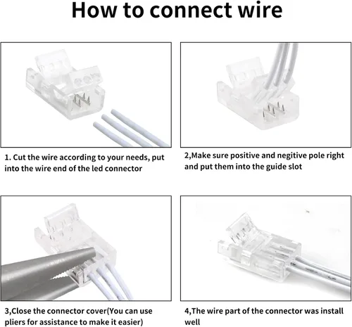 Vista 6 de VIPMOON 12 conectores de tira de luz LED sin soldadura de 3 pines de 0.315 in, conector rápido de tira a cable para tiras de luces LED WS2811 tira a