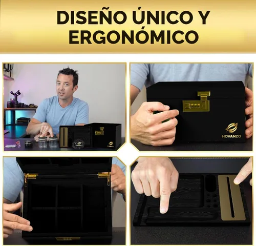 Vista 6 de HOVANZO Caja de almacenamiento grande de bambú premium con bandeja organizadora, caja de madera de almacenamiento y accesorios, caja decorativa