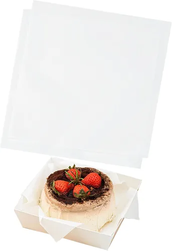 Vista 6 de Hojas de papel encerado marrón, 100 unidades de 7 x 7 pulgadas para cestas de alimentos para pasteles, postres, forros de alimentos para cajas