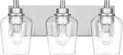 Vista 14 de Lámparas de baño, lámpara de tocador moderna de 4 luces con pantalla en forma de copa de vino de vidrio transparente, accesorios de iluminación Negro