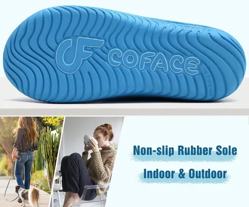 Vista 6 de COFACE Pantuflas de casa de espuma viscoelástica para mujer, con soporte de arco, mocasines de invierno, cálidos, mullidos, con suela de goma