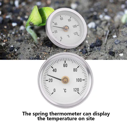 Vista 2 de Termómetro de resorte TS-W50A 2.480 in 0-120 ° Termómetro de tubo de temperatura bimetálico IP55 Termómetro de abrazadera de aluminio