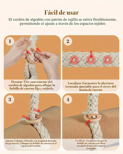 Vista 6 de Correas para esterilla de yoga para llevar, hechas a mano, trenzadas, bohemias, con borlas, correa de macramé, ajustable, gruesa, soporte