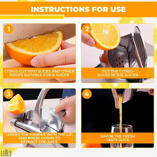 Vista 5 de Exprimidor de mano – Exprimidor manual de aluminio para limón, naranja, lima, pomelo y granada – Mango ergonómico duradero, diseño compacto y fácil