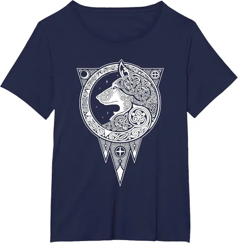 Vista 54 de Viking Fenris Wolf - Camiseta de mitología nórdica con símbolo de Fenrir Asphalt Grey