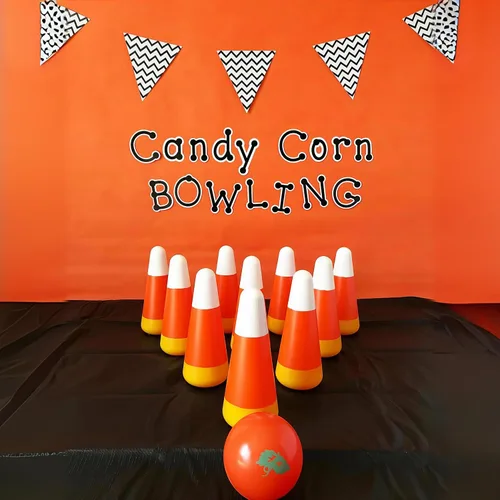 Vista 3 de Fun Express Juego de bolos de calabaza de maíz y caramelo de Halloween