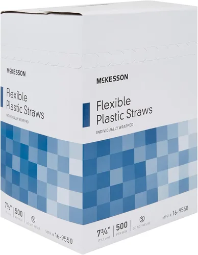 Vista 8 de McKesson Pajitas de plástico flexibles, blanco, 7 3/4 pulgadas, 500 unidades Envuelto individu