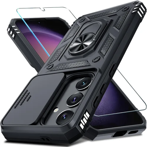 Vista 61 de Janmitta Compatible con Samsung Galaxy S24 FE Funda con Cubierta Deslizante Integrada para Lente de Cámara+Protector de Pantalla+Soporte de Anillo