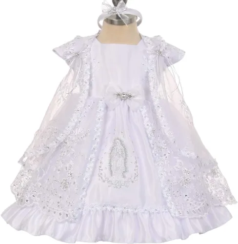 Vista 5 de BluNight Collection Vestidos de capó para bautizo y bautizo para niñas pequeñas