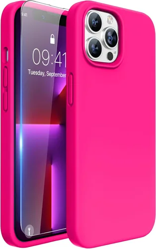 Vista 34 de Miracase Funda diseñada para iPhone 13 Pro Max con protector de pantalla, [forro de microfibra suave antiarañazos], funda protectora de silicona
