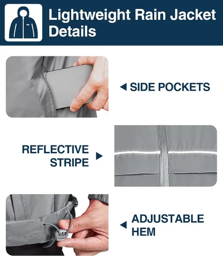 Vista 20 de SWISSWELL Chaqueta impermeable para hombre, rompevientos, ligera con capucha para uso diario casual