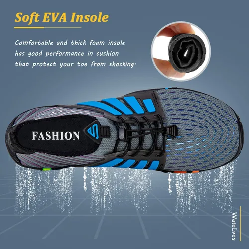 Vista 5 de WateLves - Zapatos de agua para hombres y mujeres, para natación, playa, piscina, surfear, hacer yoga o aeróbico acuático, calcetines para el agua