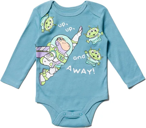 Vista 3 de Disney Pixar Toy Story Woody Jessie Buzz Lightyear Baby - Paquete de 4 mamelucos de peluche para recién nacidos a bebés