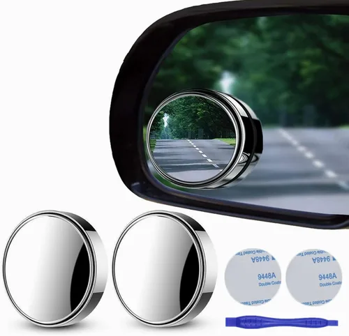 Vista 17 de 2 piezas de espejos para punto ciego, 2 pulgadas, redondos, de vidrio HD, espejos convexos de 360° de ángulo amplio para visión lateral y trasera