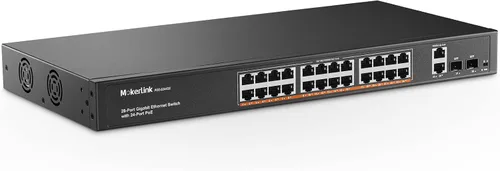 Vista 10 de MokerLink Conmutador PoE de 4 puertos, 1 Gigabit Uplink, 1 SFP, IEEE802.3af/at 75W, detección de IA PoE Watchdog, QoS, interruptor Ethernet Plug &