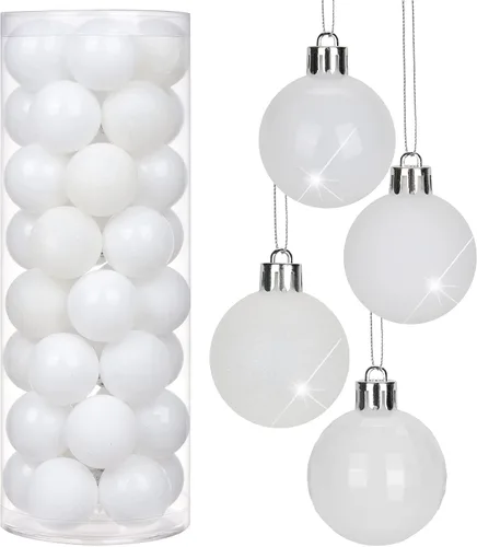Vista 25 de Adornos de bolas de Navidad negras de 2.36 pulgadas, 25 piezas inastillables, set de adornos de Navidad, bolas de Halloween, adorno negro para árbol
