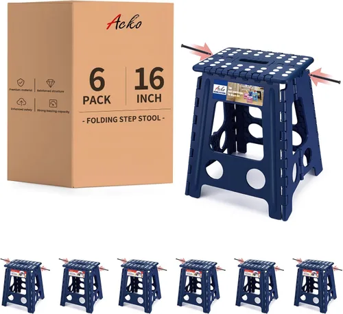 Vista 15 de ACKO Taburete plegable de 13 pulgadas, soporta 300 libras para adultos y Bicolor Verde
