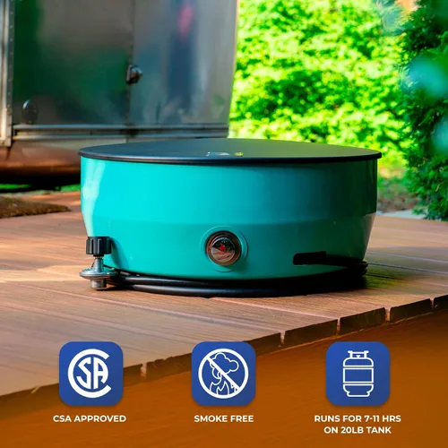 Vista 9 de Outland Living Fogata Grande de Gas Propano para Exteriores, 60,000 BTU/h, 24 pulgadas con Tapa - Tazón de Fuego Moderno Lake Country 800 para Azul