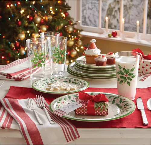 Vista 8 de Lenox 863669 Holiday - Juego de platos llanos de melamina de 4 piezas, vajilla navideña, alojamiento