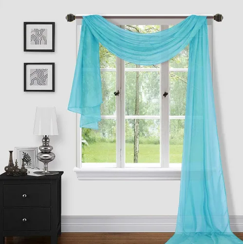 Vista 14 de Sapphire Home Cortinas de cenefa para ventana, cenefas transparentes extralargas para ventanas, cortinas de gasa para sala de estar, cocina