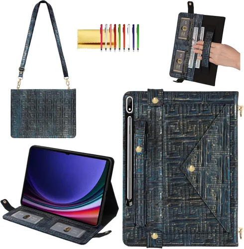 Vista 75 de Bolso Funda para Samsung Galaxy Tab S10 FE/S9 FE 10.9"/S9/S8/S7 11", Techcircle Folio con Soporte Cruzado, Billetera con Ranura para Lápiz S Pen
