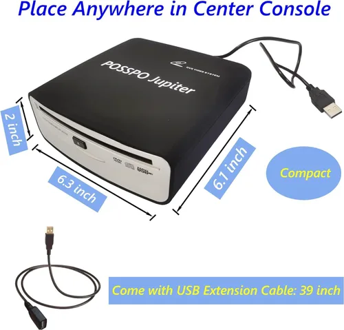 Vista 7 de Jupiter - Reproductor de CD USB para coche portátil, DVD para PC