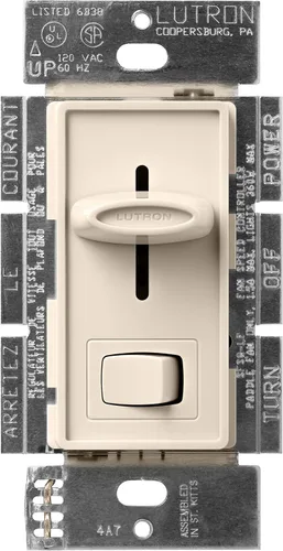 Vista 3 de Lutron SFSQ-LF-AL Skylark Ventilador de 3 velocidades y control de luz, almendra