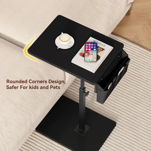 Vista 3 de Vagusicc - Mesa con bandeja para apoyabrazos de sofá, mesa giratoria de 360° con altura ajustable para TV, mesa auxiliar para espacios pequeños