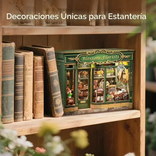 Vista 6 de Fsolis - Kit de rincón de libros - Kit de escena en miniatura DIY para adultos, rompecabezas de madera 3D, mini casa, mini manualidades, estantería